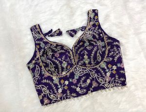 Designer Sleeveless Embroidered Blouse