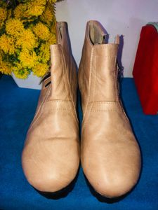 Tan Ankle Boots with Block Heel