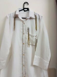 Chic White Tunic with Gold Embellishments