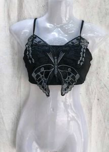 Black Butterfly  Crop Top