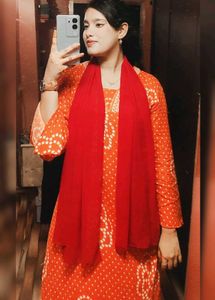 Elegant Orange Bandhani Kurta Set XXL