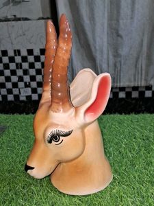 Vintage Antelope Head Ceramic Planter