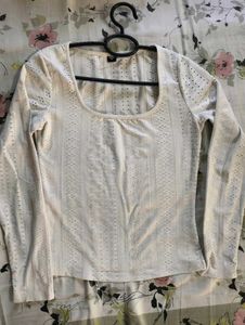 🔥Chic Eyelet Square Neck Long Sleeve Top