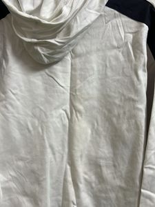 White Hoodie with Black Stripe Accent