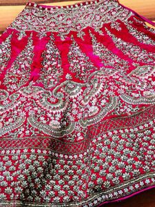 Hot Pink Heavy Embroidered Bridal Lehenga
