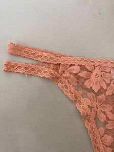 Peach Floral Lace Thong Panty
