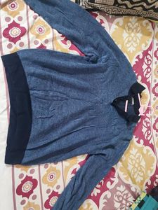 Men's Blue Striped Knit Sweater