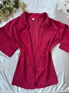 Chic Pink Open-Front Blazer