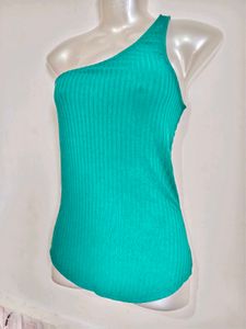 Chic One-Shoulder Ribbed Tank Top
