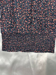 Crop Floral Print Smocked Top