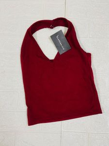 Red Halter Neck Crop Top