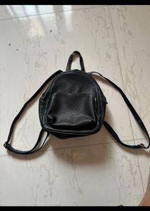 Chic Black Faux Leather Mini Backpack