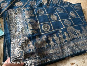 Beautiful Blue Saree with Silver Work