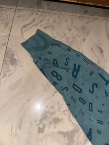 Teal Letter Print Hoodie