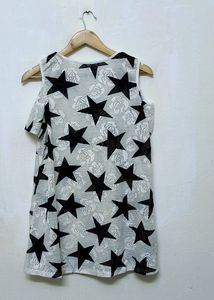 Trendy New Black And White Cold Shoulder Top