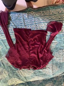 Maroon Bell Sleeve Blouse