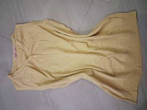Yellow V-Neck Henley Top