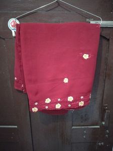 Elegant Maroon Embroidered Saree