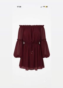 Maroon Off-Shoulder Top with Flare Sleeves