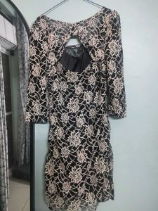 Elegant Black &amp; White Lace Dress