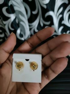 Small Faux Pearl Earring With Multi Colour Stones
