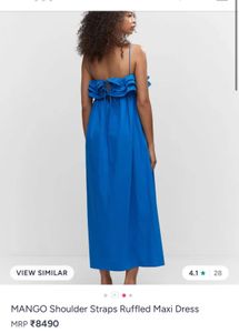 Mango Blue Ruffled Maxi Dress