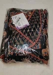 Black Cotton Printed 3 Piece Suit Set