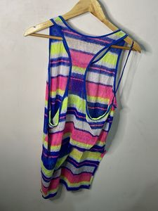 Vibrant Striped Swim Cover-Up Top
