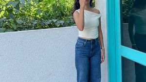 Women's Beige One-Shoulder Top