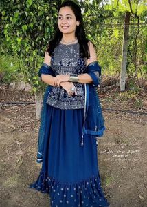 Blue Embellished Lehenga Choli Set