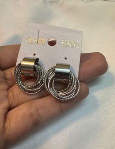 Silver Tone Multi-Ring Earrings