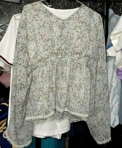 Chic Floral Print Sheer Blouse
