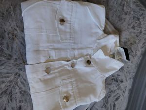 White Cropped Denim Jacket
