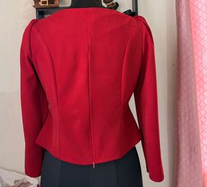 Formal Elegant Red Peplum Blouse