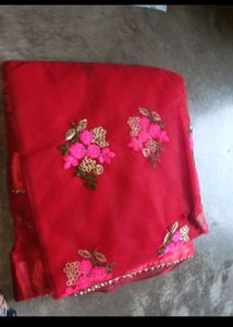 Embroidery Net Saree