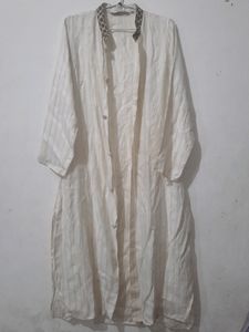 Long Front Open Kurta With Embroidery