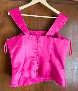 Vibrant Pink Beaded Corset Top