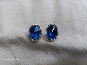 Sparkling Blue Oval Earrings