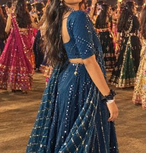 Stunning Blue Sequined Lehenga Choli