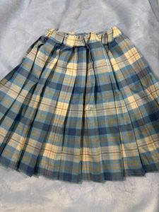 Blue Plaid Pleated Mini Skirt