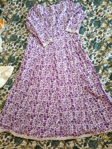 Purple Floral Print Kurta Set with Dupatta