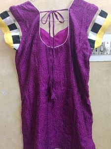 Women's Purple Kurta With Cream Churidar