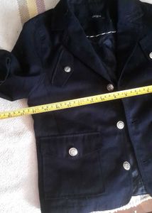 Chic Navy Blue Cropped Jacket