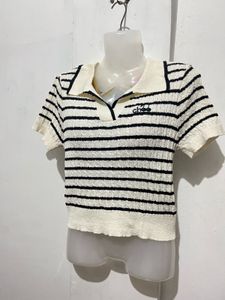 Chic Striped Polo Shirt