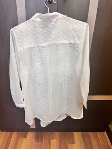 Ruffle Front White Blouse With Red Top Combo