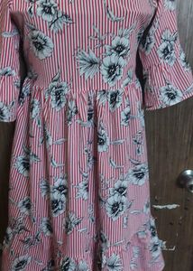 Chic Striped Floral Print Dress