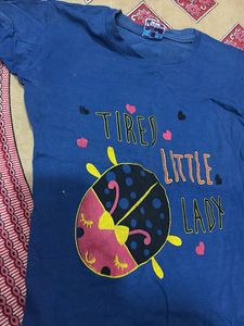 Blue T-Shirt with Ladybug Graphic
