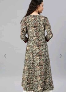 Off White And Maroon Printed Anarkali Kurta
