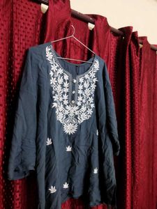 Embroidered Dark Blue Kurta