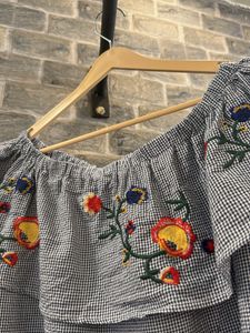 Embroidered Off-Shoulder Top
